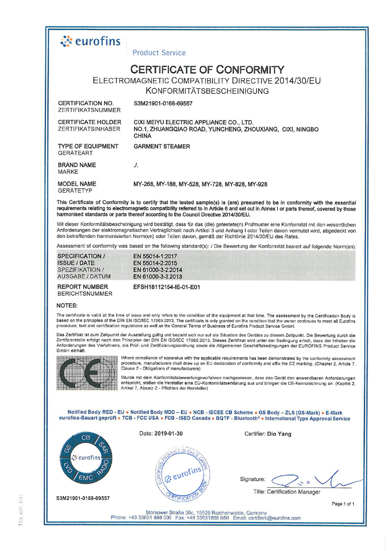 Certificat CEM S3M21901-0168-69557_CEM CoC